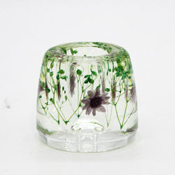 JZZNNFHTF-SPP : Japanese Toothbrush Holder Stand with Real Flower in Acrylic (Star Purple)