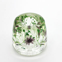 JZZNNFHTF-SPP : Japanese Toothbrush Holder Stand with Real Flower in Acrylic (Star Purple)