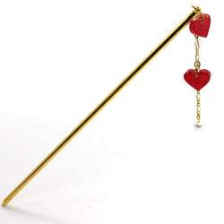 JZZNNFKS-MHT : Japanese Traditional Mini Heart Charm Kanzashi Hair Pin Stick