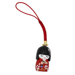 JZZNNFMKN-RD : Japanese Traditional Netsuke Charm for Bag etc with Japanese Mai Kokeshi Doll (Red)